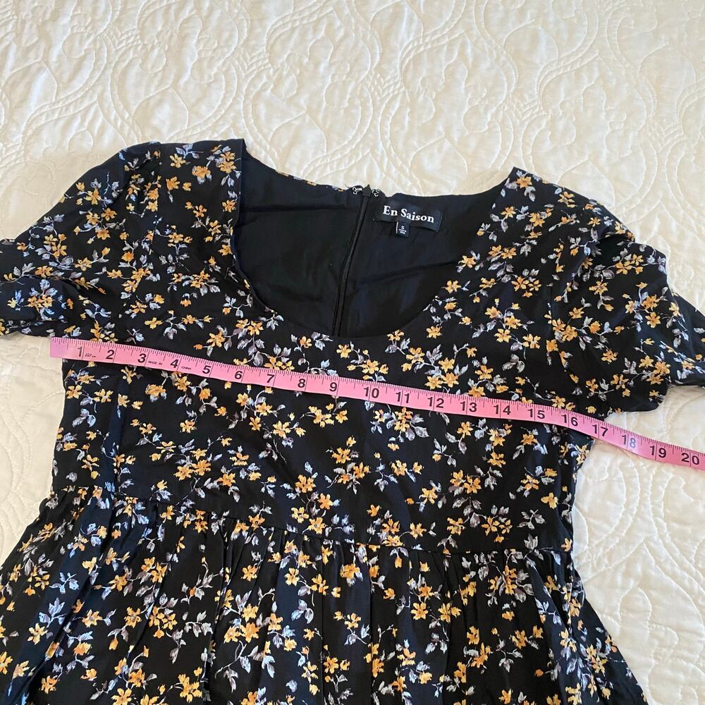 En Saison Floral Mini Dress Women’s Size Small Tiered Prairie Cottagecore - Picture 4 of 9